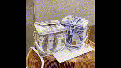 Blue Face Handbag, Take-out Ben Franklin purse 100 bill handbag tote