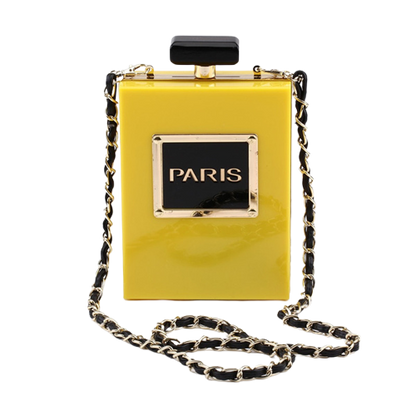 Goldenrod Perfume Shaped Acrylic Purse Handbag