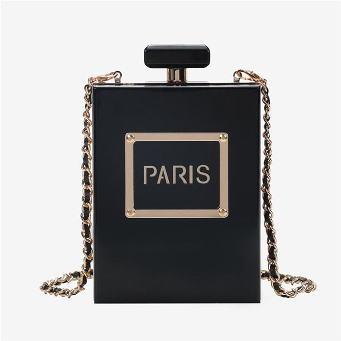 beautiful perfume shaped handbag in black 
