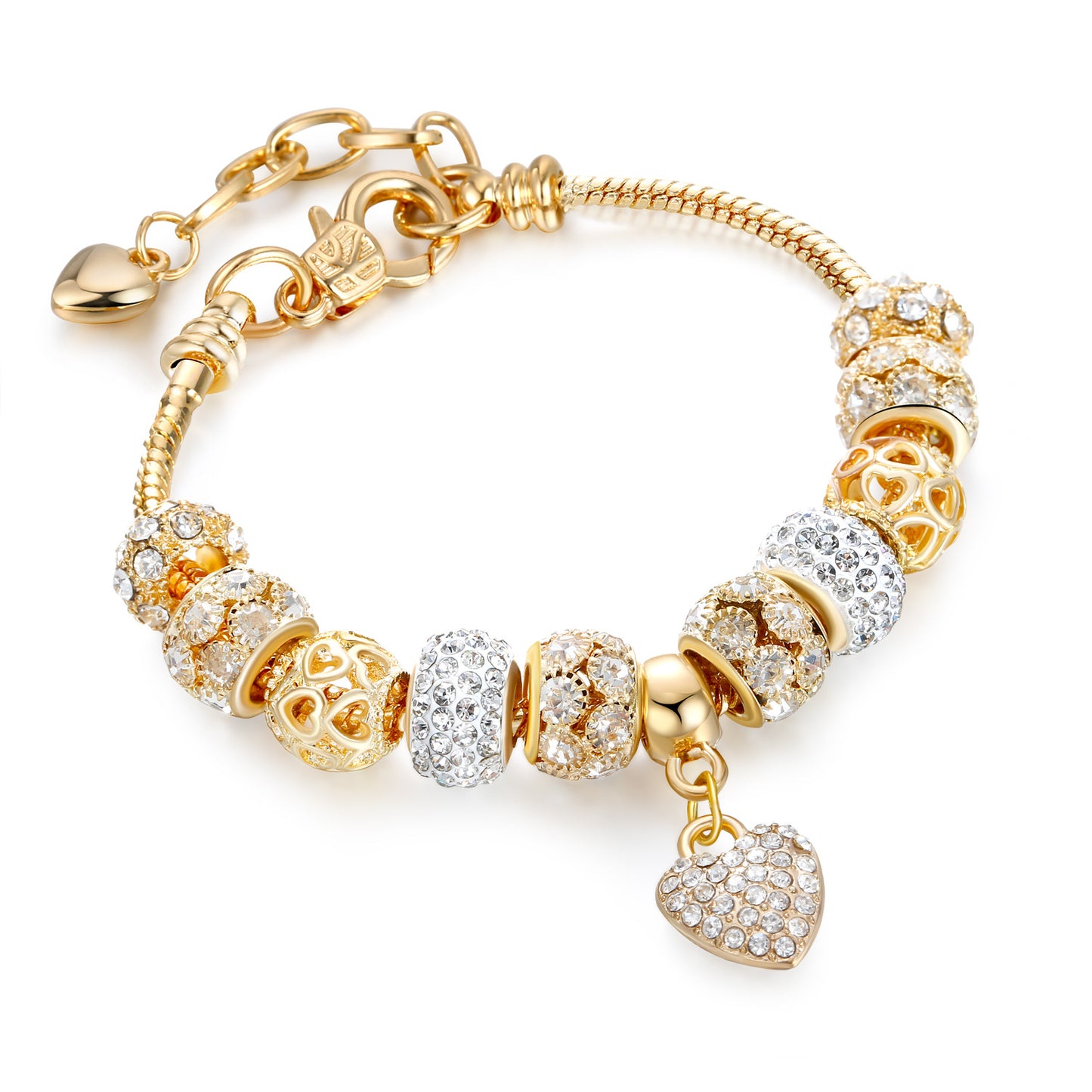 Amour Rhinestone Heart Charm Bracelet.
