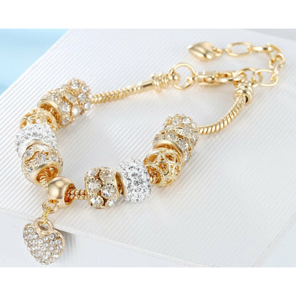 Amour Rhinestone Heart Charm Bracelet.